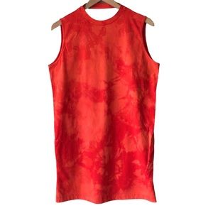Upcycled bleach tie dye cutout back asos tee shirt dress red orange 6